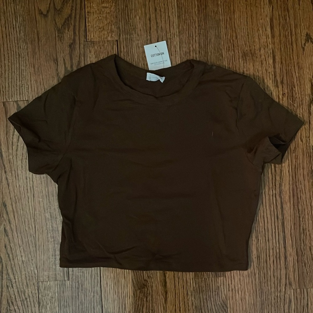 Cotton On Micro baby crop tee, brown